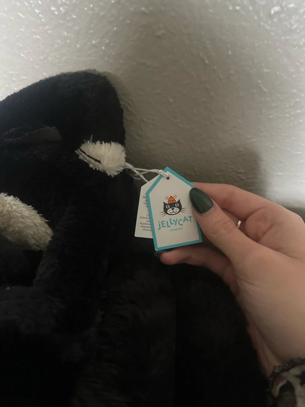 Jellycat Jack Black & White Cat Plush Toy with Orange Hat - Soft Pet Friend - Picture 3 of 4